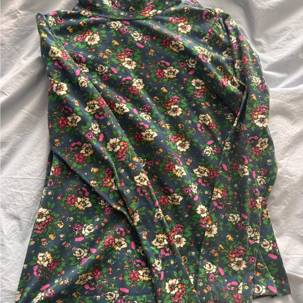 Maeve Blue Floral turtleneck
